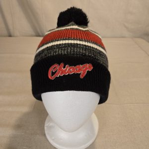 47 Brand Chicago Pom Pom Knit Beanie Hat Black Red Gray One Size