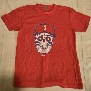 BreakingT Graphic T-Shirt Sugar Skull Baseball Red M