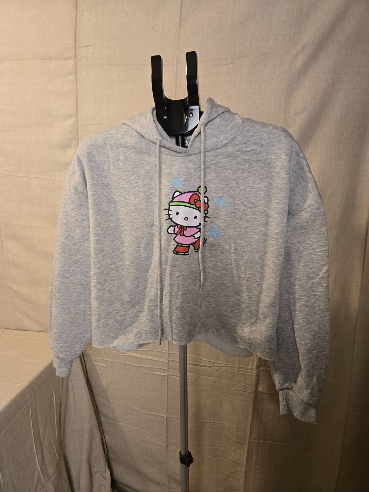 Hello Kitty Aeropostale Cropped Hoodie Women Medium Gray