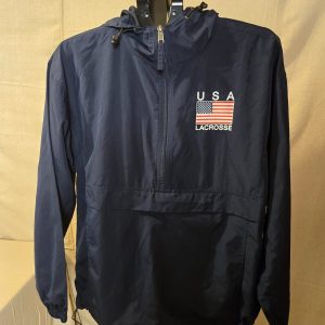 Champion USA Lacrosse Windbreaker Jacket Mens Medium Navy Blue