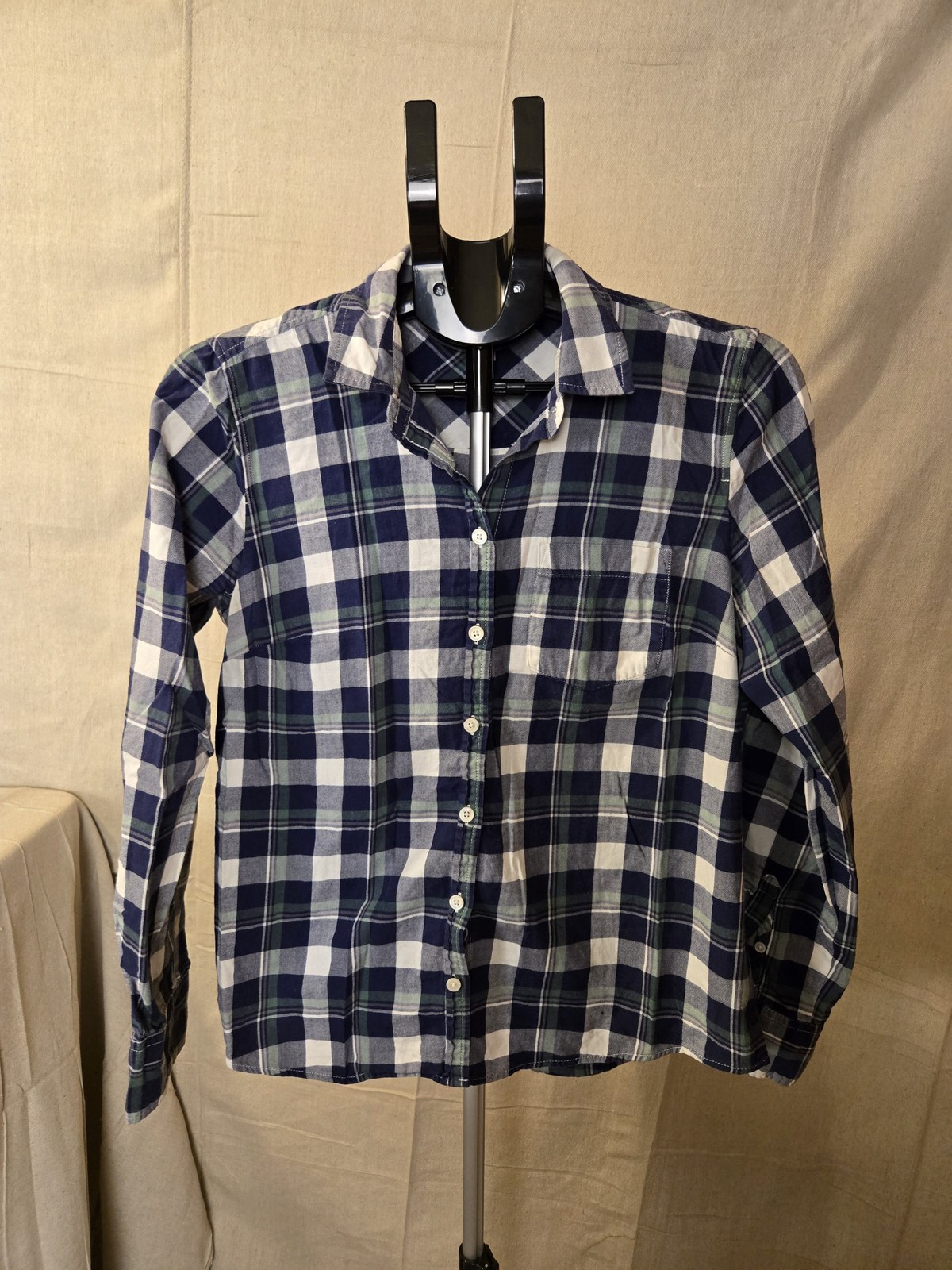 J.Crew Plaid Button Down Shirt Women M Blue Green White