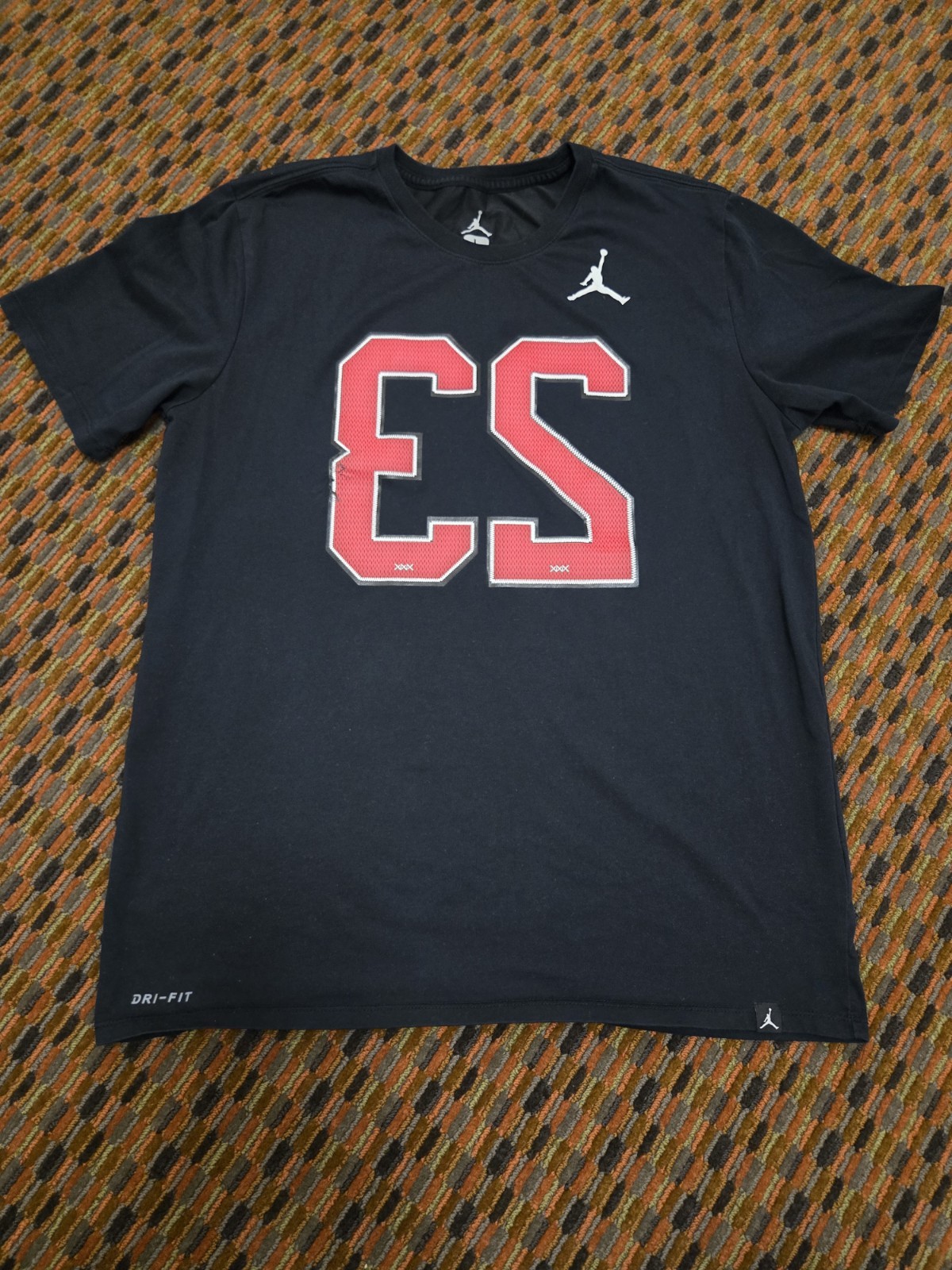 Nike Air Jordan 23 T Shirt Mens Large Black Dri Fit Athletic Basketball Tee