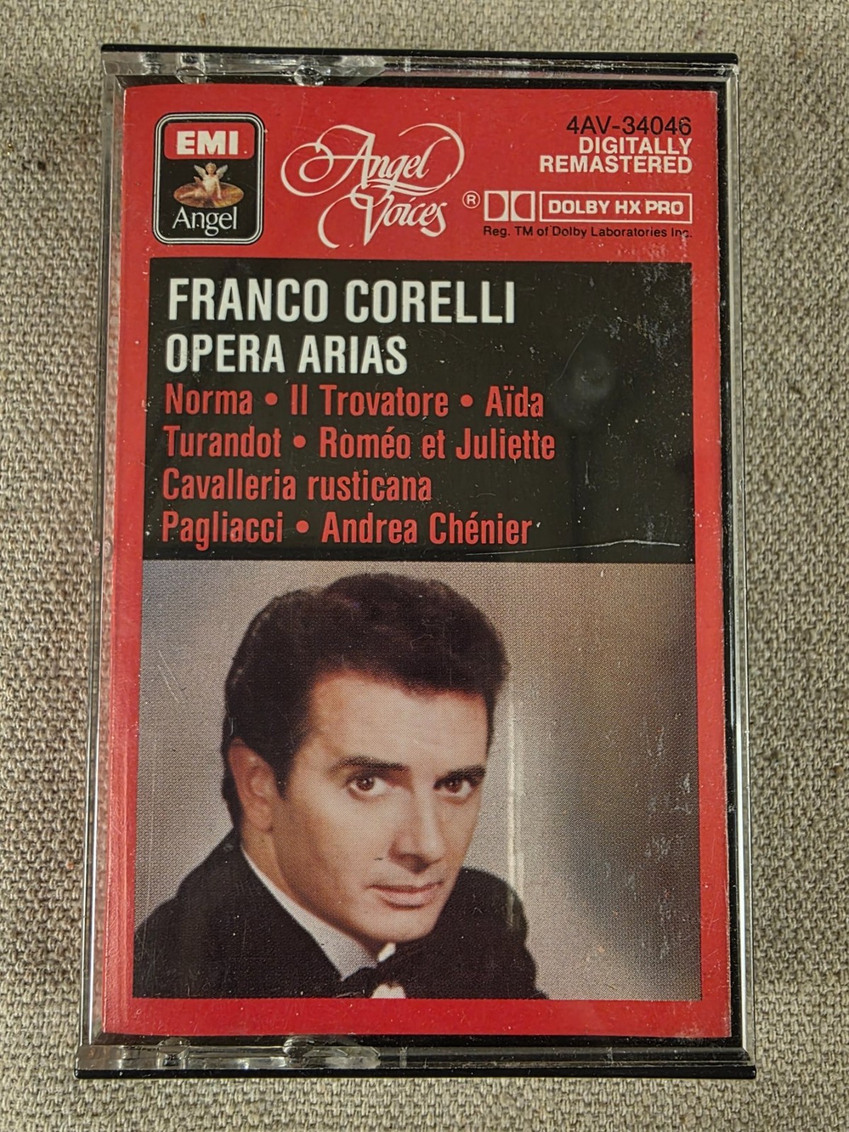 Franco Corelli Opera Arias Cassette Tape EMI Angel Voices Dolby HX Pro