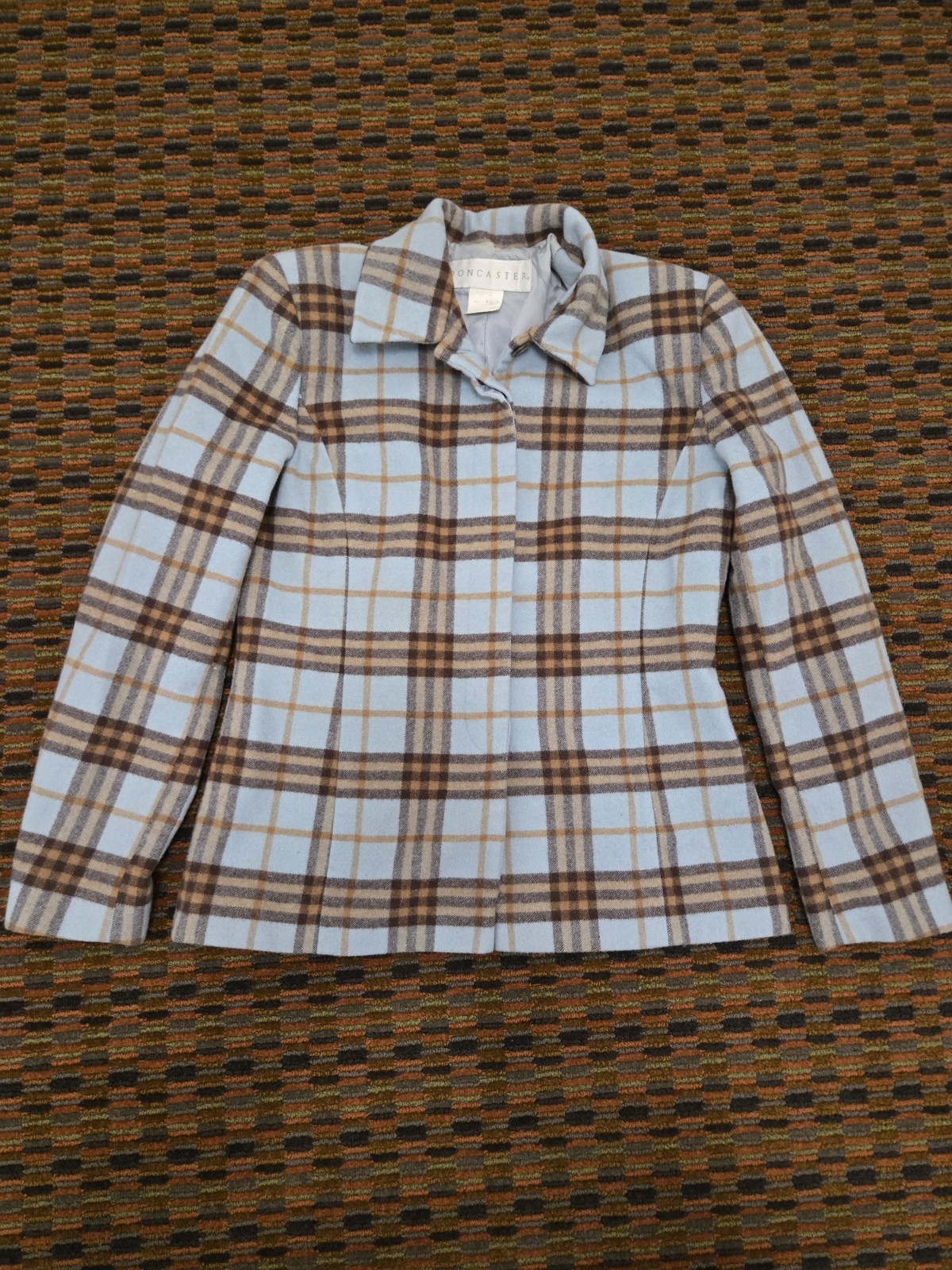 Doncaster Plaid Jacket Women’s Blue Brown Tan Check Blazer Style No Size Tag