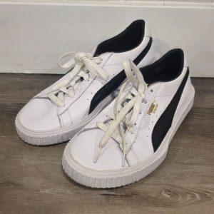 Puma Breaker Leather Sneakers White Black Gold Unisex US 7.5 EUR 40