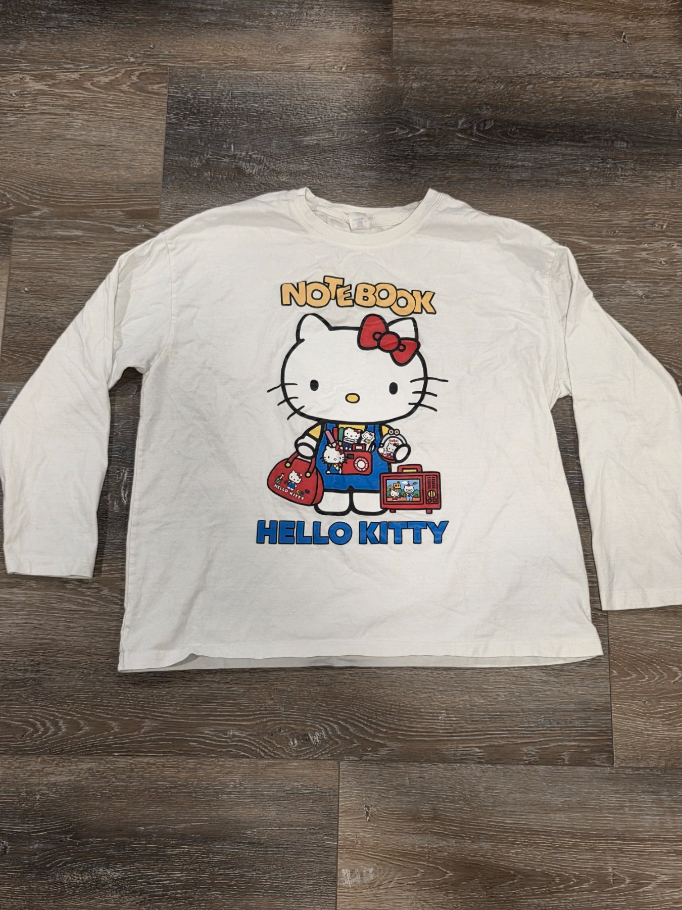 Uniqlo Hello Kitty Notebook Graphic Long Sleeve T-Shirt Unisex 2XL White