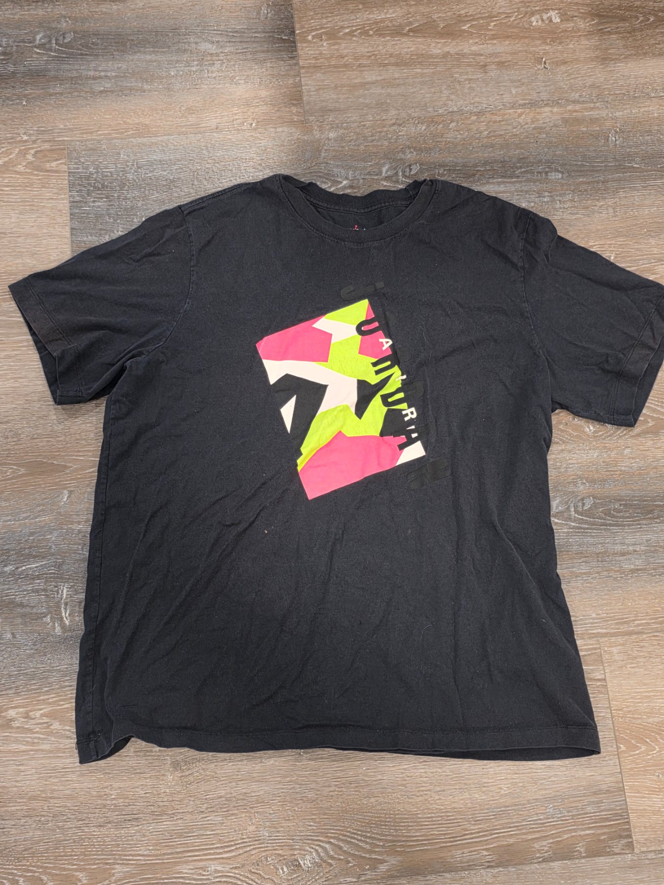 Air Jordan Graphic T-Shirt Men's XL Black Pink Green Short Sleeve