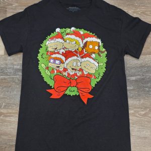 Nickelodeon Rugrats Christmas Graphic T-Shirt Unisex Adult S Black