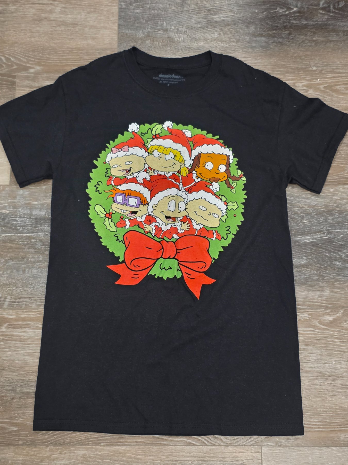 Nickelodeon Rugrats Christmas Graphic T-Shirt Unisex Adult S Black