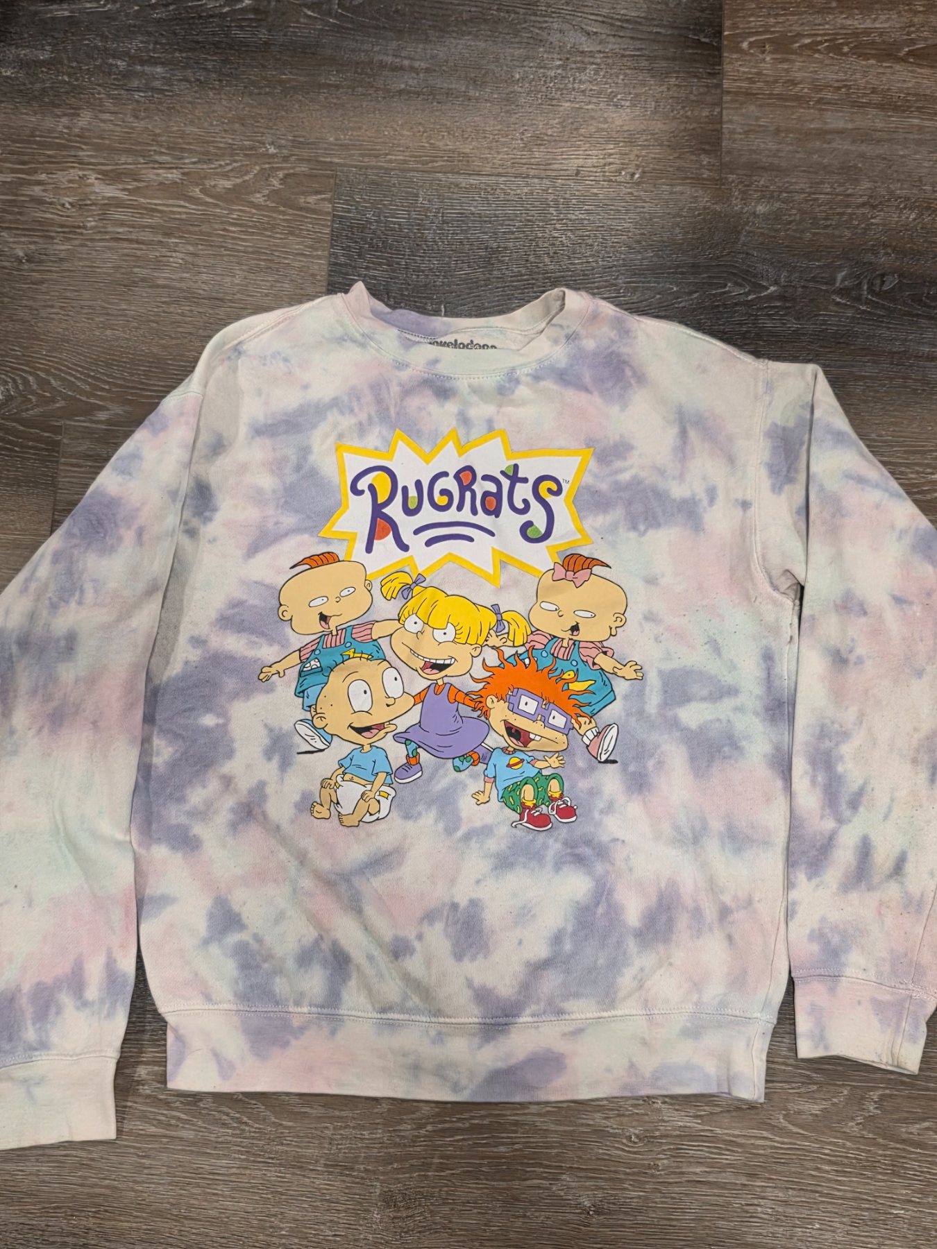 Nickelodeon Rugrats Tie Dye Graphic Crewneck Sweatshirt Adult XS Pastel