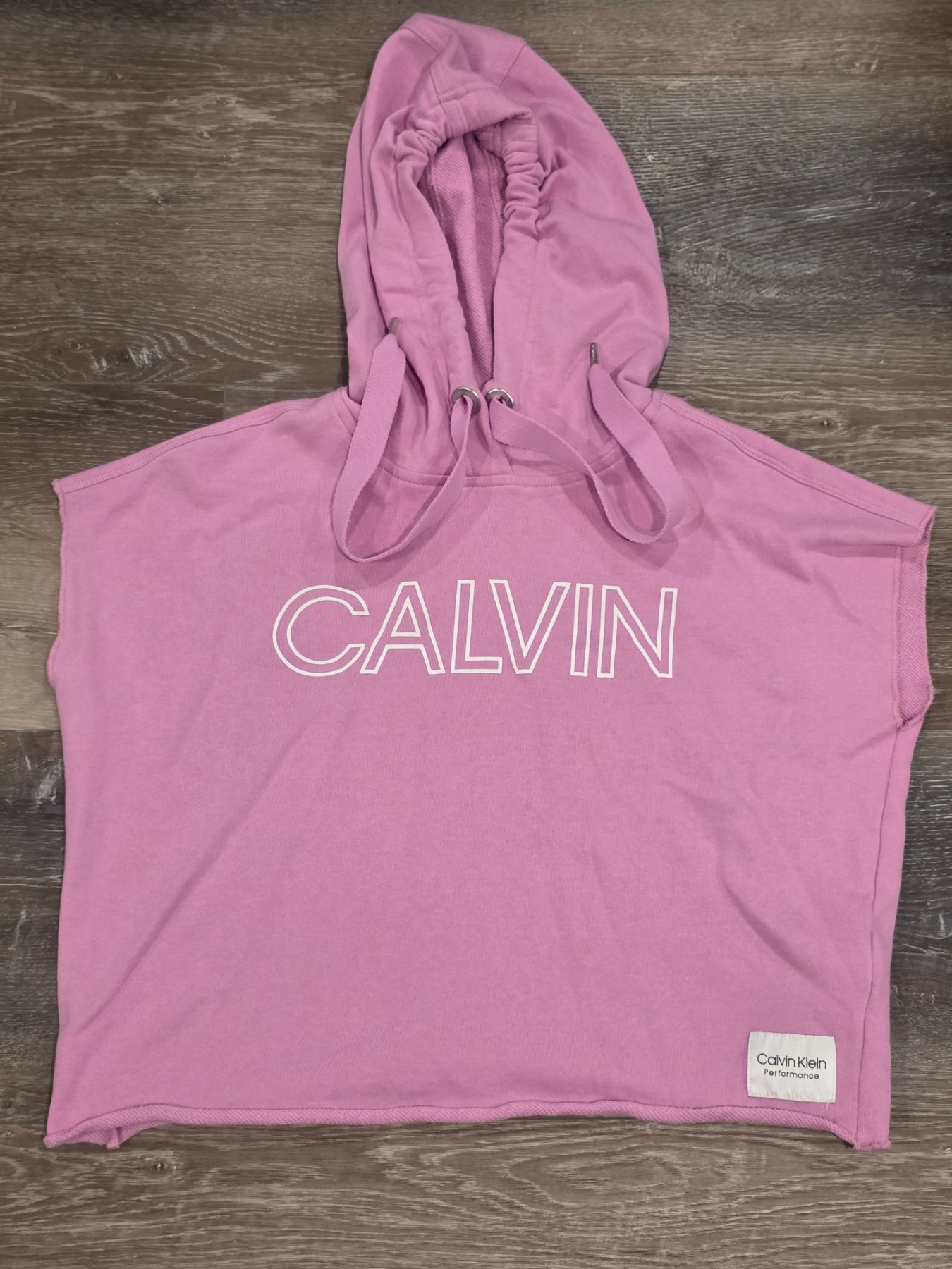 Calvin Klein Performance Sleeveless Cropped Hoodie Women's XS Pink