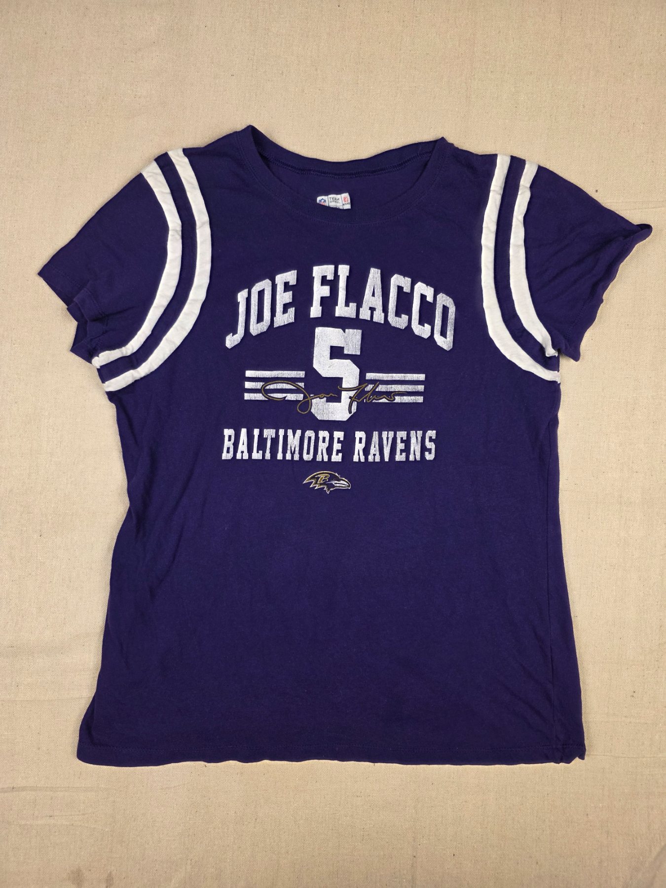 NFL Team Apparel Joe Flacco #5 Baltimore Ravens Women's XL Purple T-Shirt