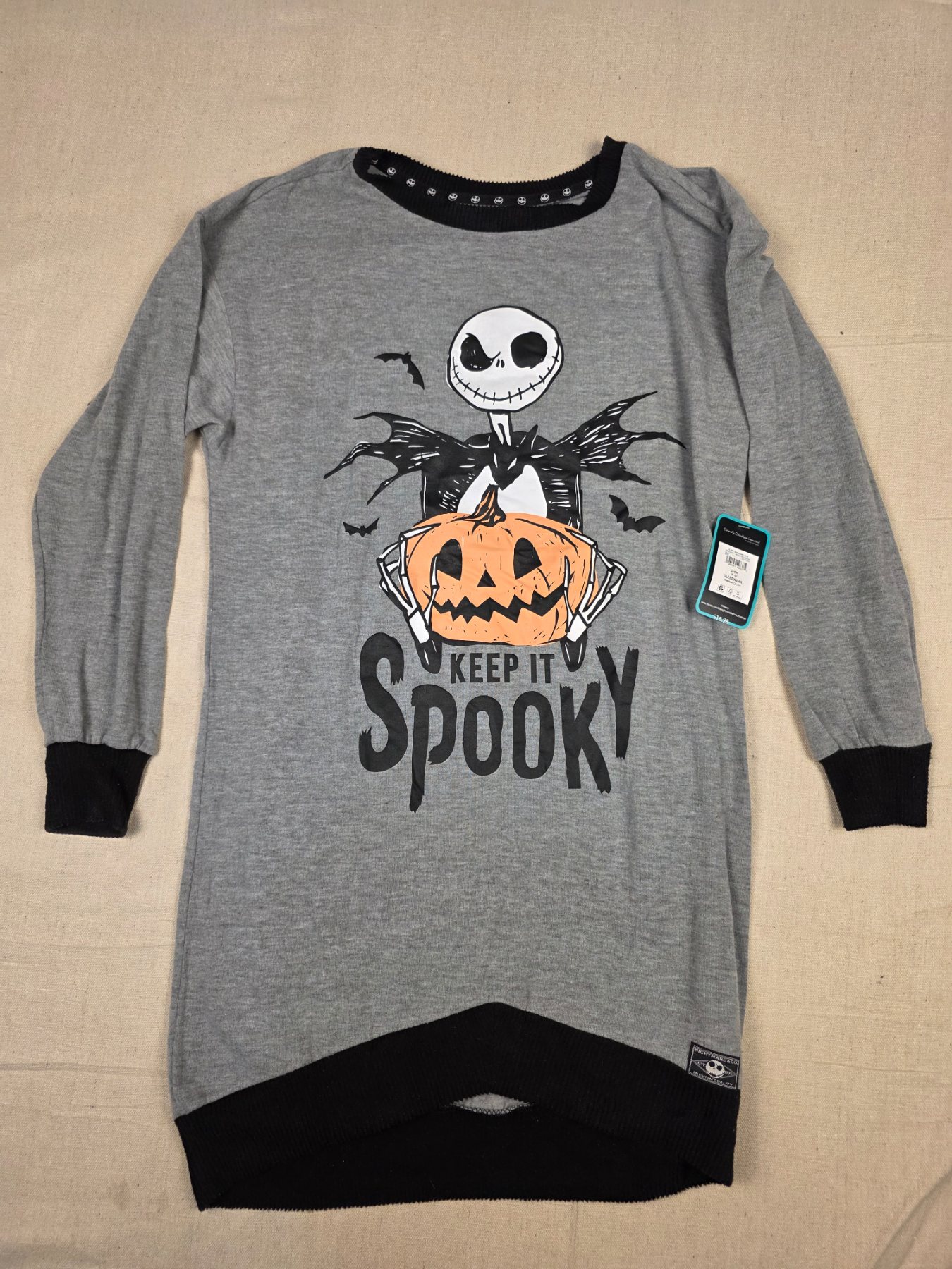 Disney Nightmare Before Christmas Jack Sleep Shirt Kids S 4-6 Gray