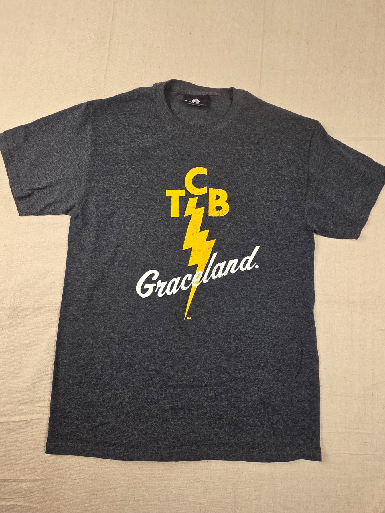 Graceland Elvis Presley TCB Lightning Bolt Graphic T-Shirt Gray