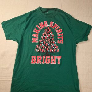 Holiday Time T-Shirt Making Spirits Bright Graphic Men's L Green