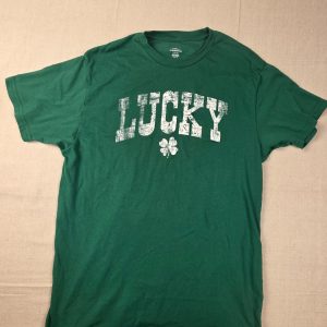 Way to Celebrate Lucky Shamrock Graphic T-Shirt Men's L Green