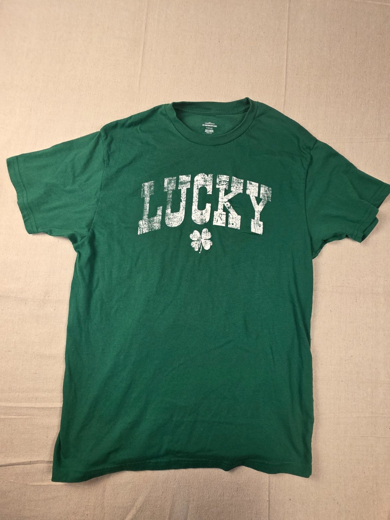 Way to Celebrate Lucky Shamrock Graphic T-Shirt Men's L Green