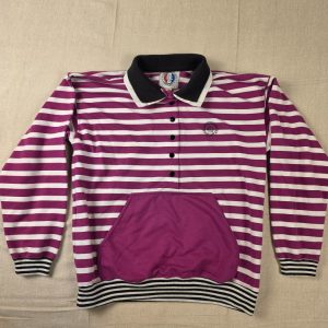 Vintage Greenline Sport Rugby Sweatshirt Womens S Pink White Striped