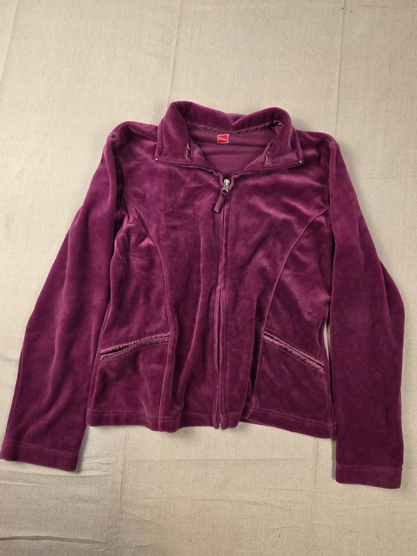 Hanes Velour Full Zip Jacket Women’s Medium Purple