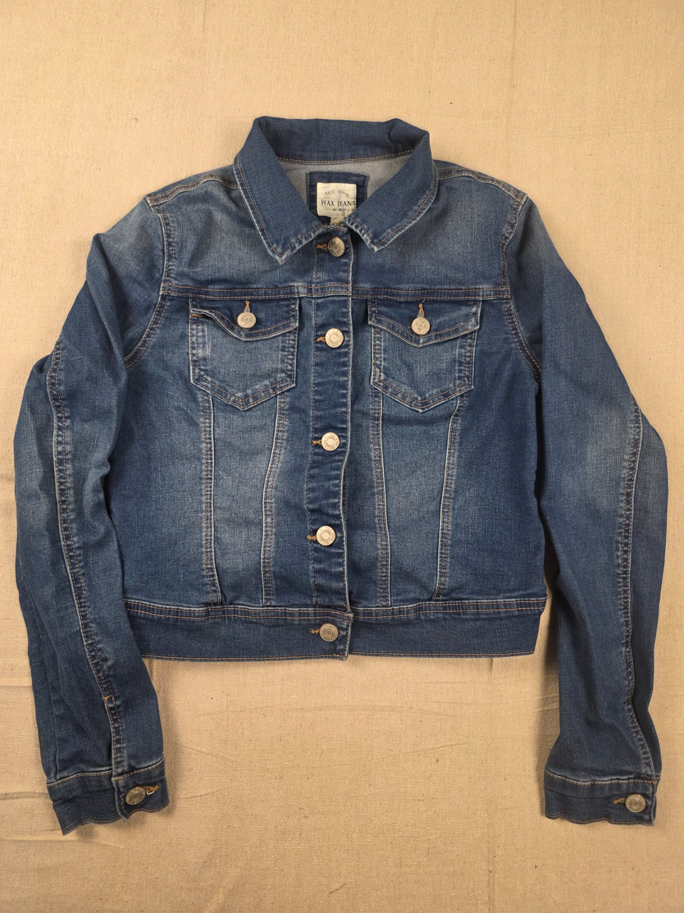 Wax Jean Basic Denim Women’s Button Front Jacket Size M Blue