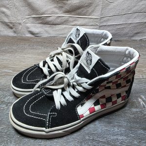 Vans Sk8-Hi Checkerboard Black Red White Sneakers Women's 5.5