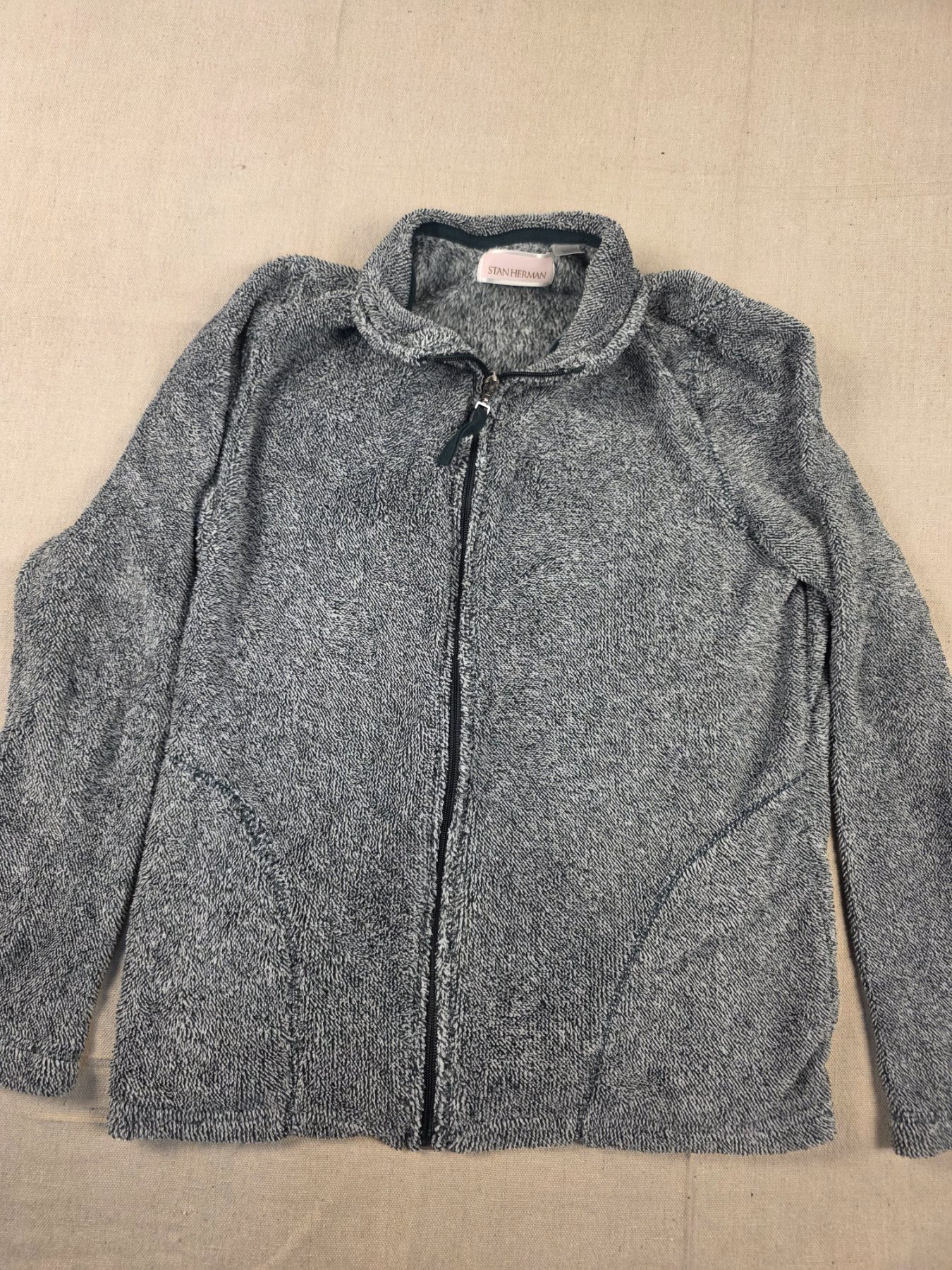 Stan Herman Plush Fleece Full Zip Jacket Women's Small Gray