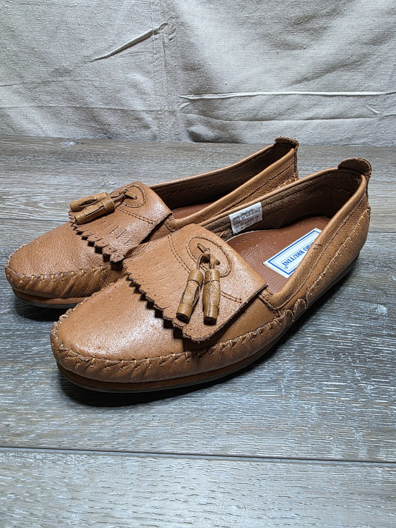 Giorgio Brutini Madison Tassel Kiltie Moc Toe Loafers Men's 9 Brown Leather
