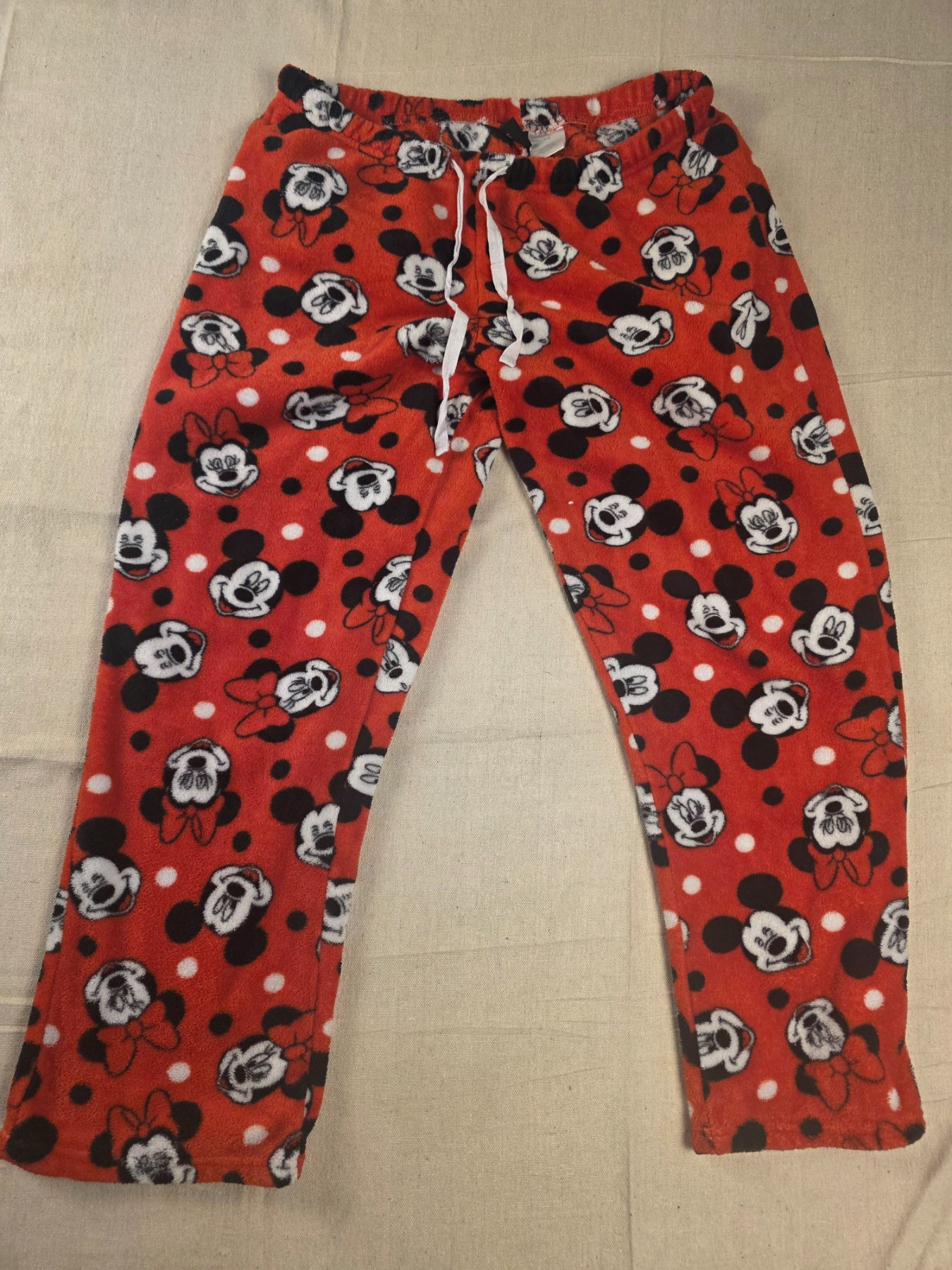 Disney Mickey & Minnie Mouse Fleece Pajama Lounge Pants Women's L Red