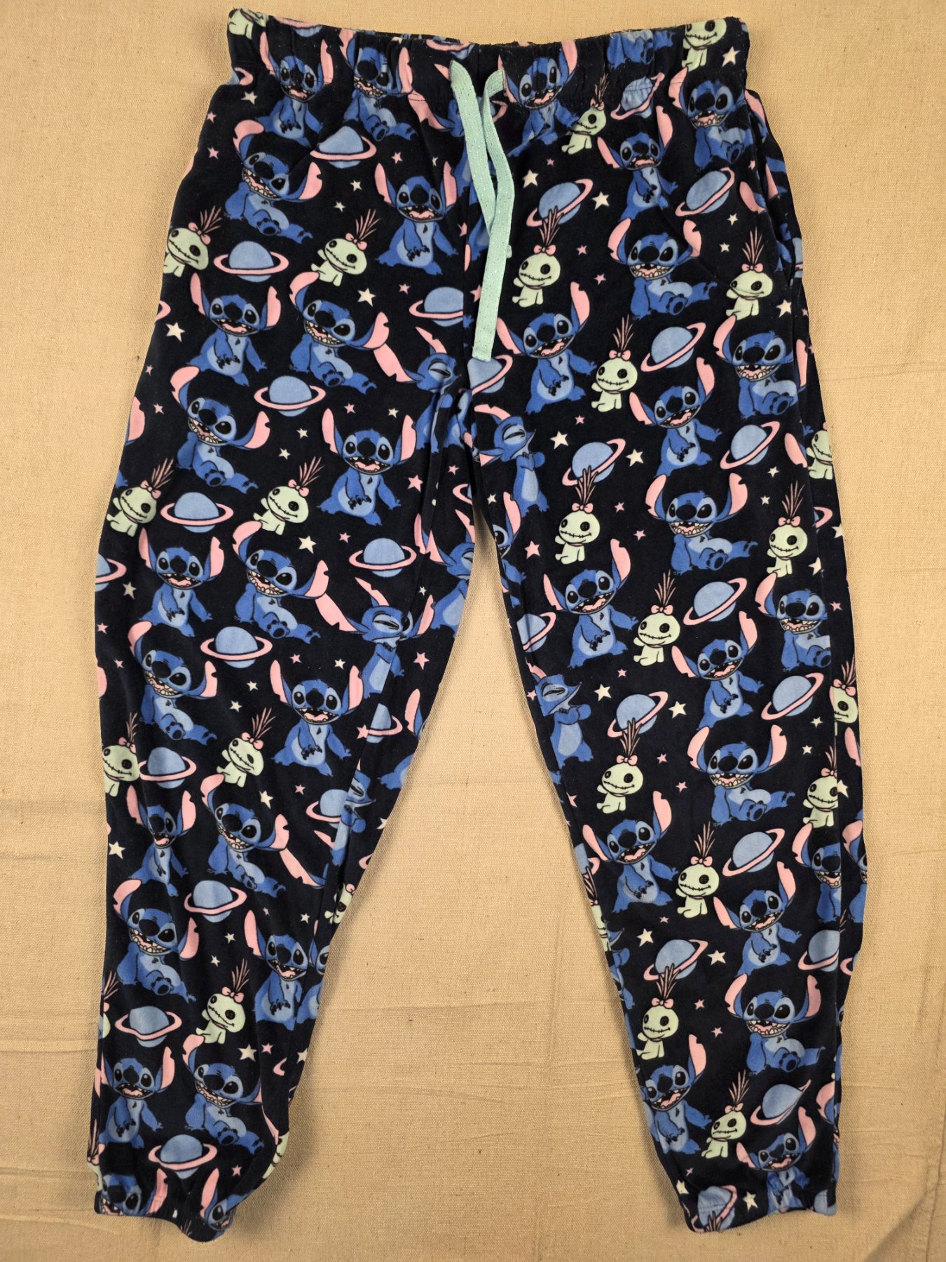 Disney Stitch Fleece Pajama Pants Women's M 8-10 Dark Navy Blue
