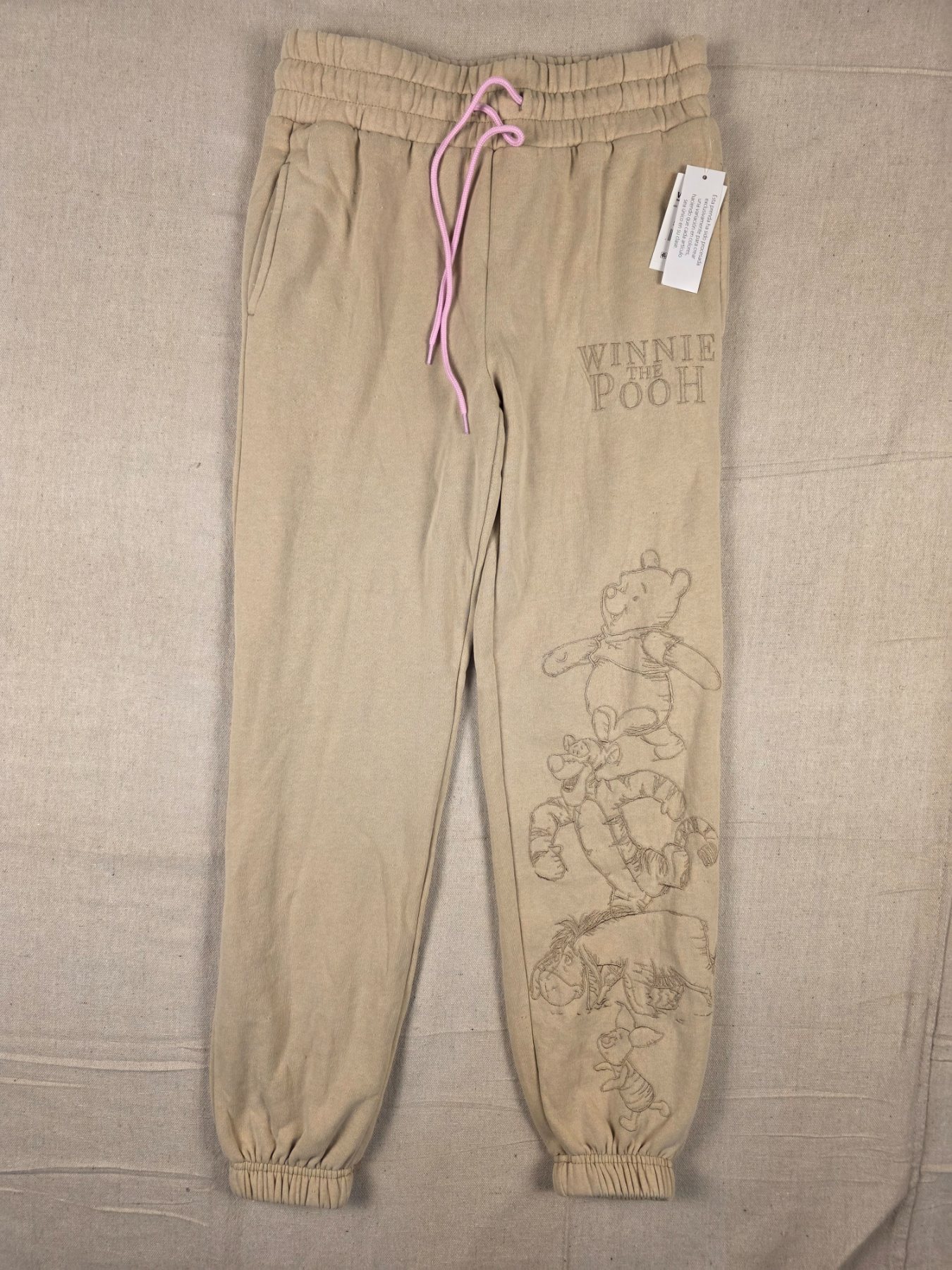 Disney Winnie the Pooh Fleece Jogger Sweatpants Women's S Dusky Taupe