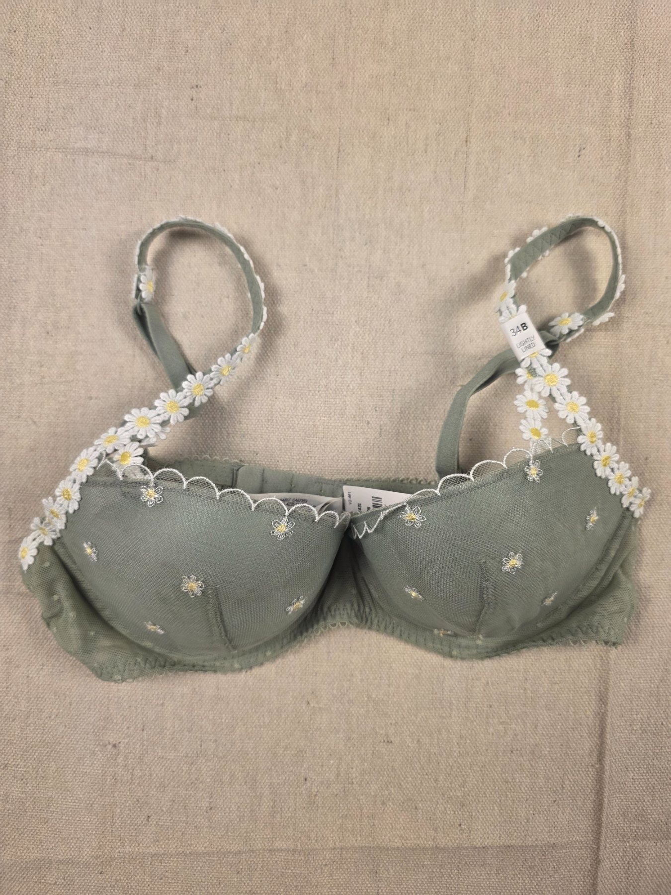 Victoria's Secret PINK Lightly Lined Floral Bra Women's 34B Green