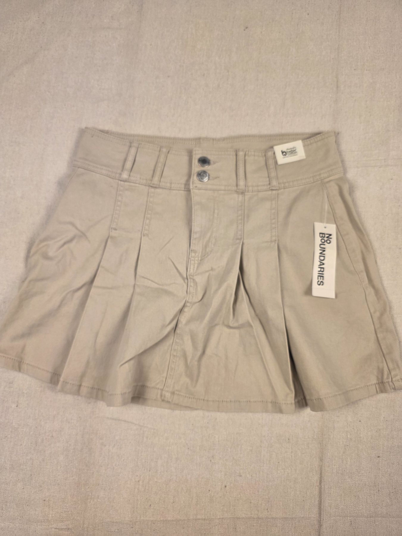 No Boundaries Pleated Mini Skirt Juniors S 4-6 Khaki