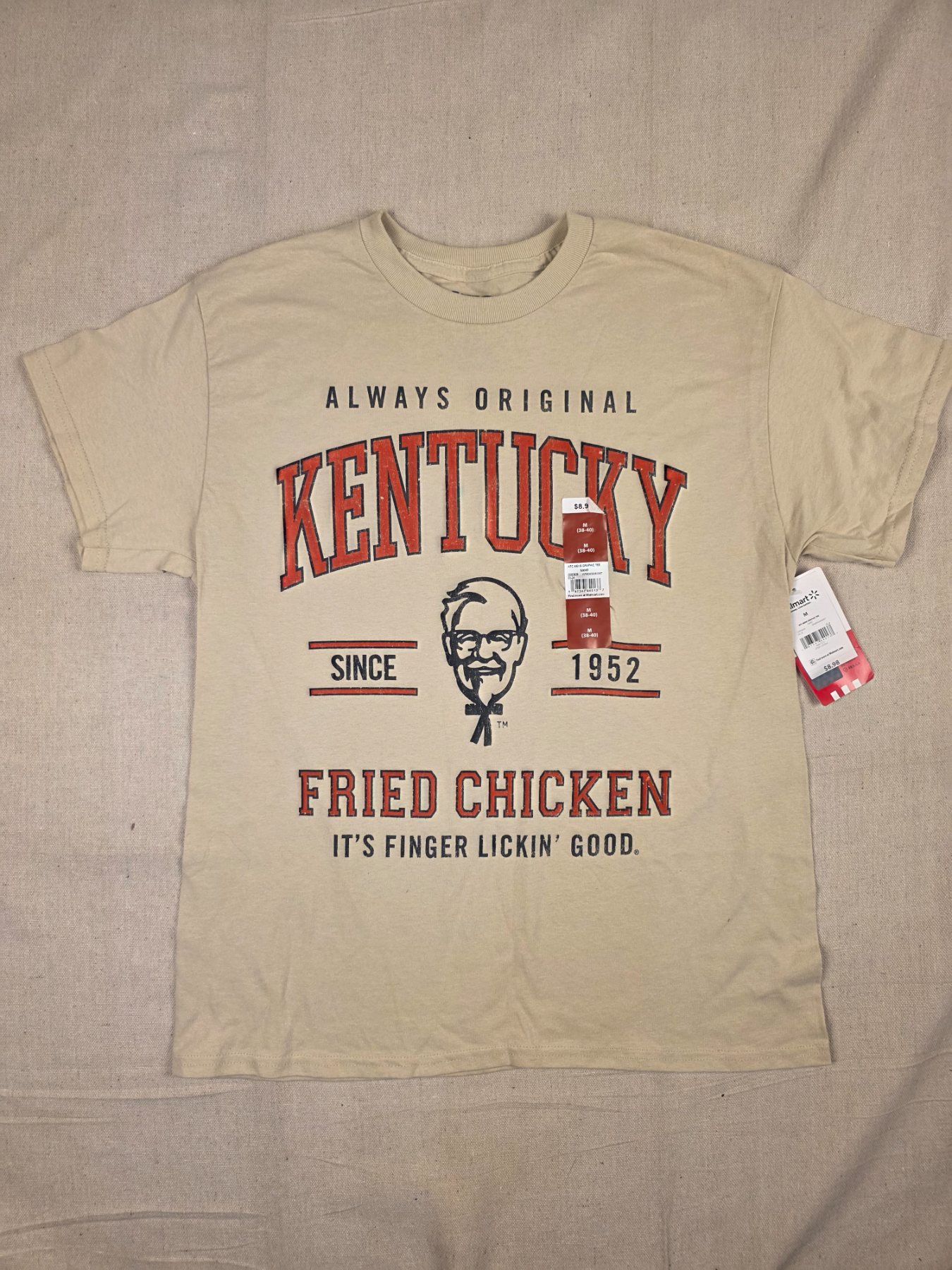 KFC Kentucky Fried Chicken Graphic T-Shirt Men's M Sand Short Sleeve
