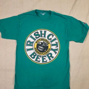 Champion Irish City Beer Graphic T-Shirt Men's Small Green Pittsburgh Y2K