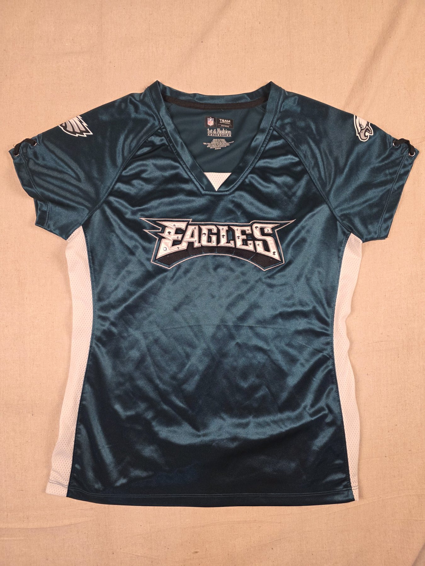 NFL Team Apparel Philadelphia Eagles Women's Rhinestone Jersey M Green