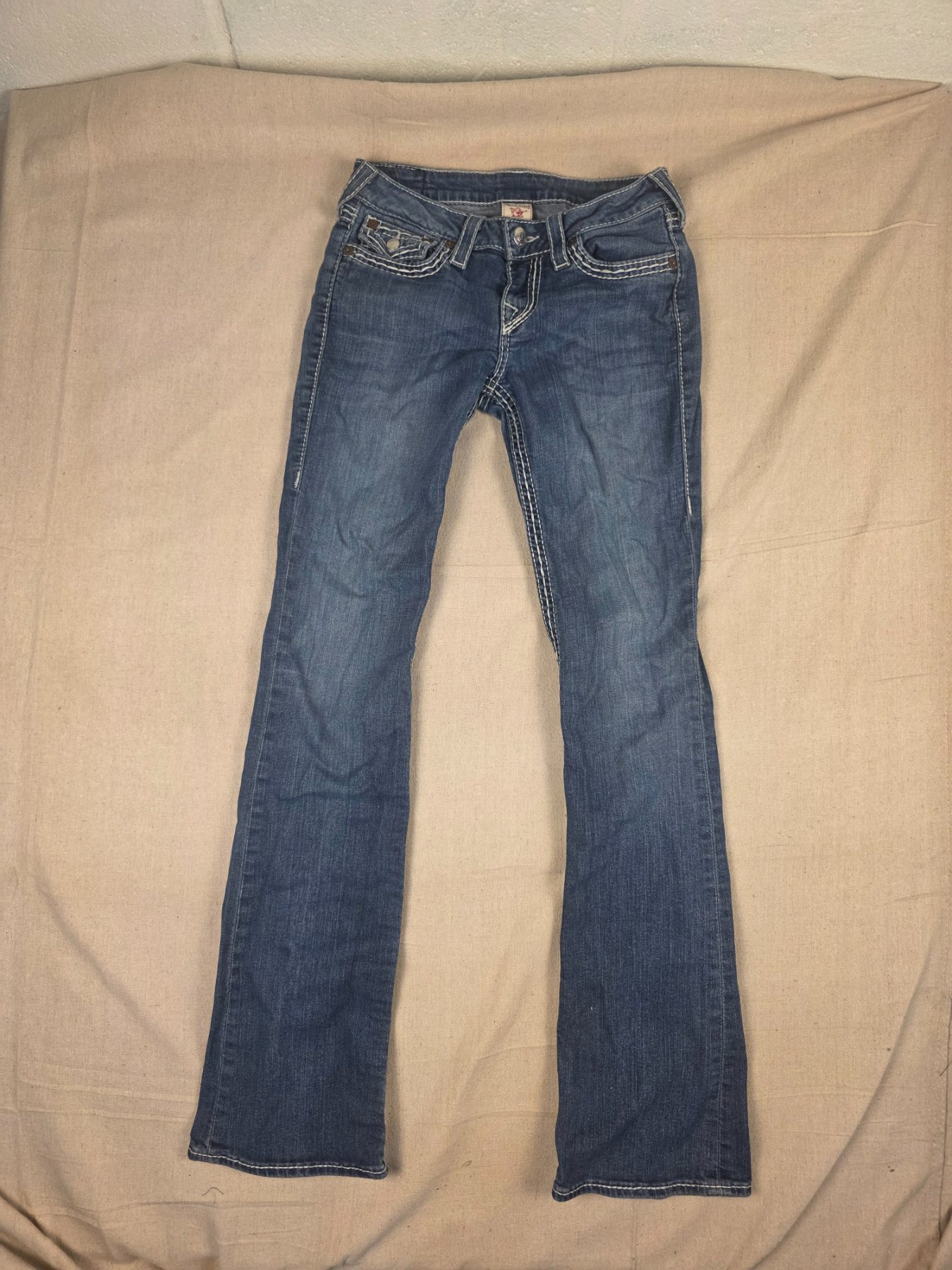 True Religion Womens Bootcut Jeans Low Rise Size 27 Blue Y2K Made USA