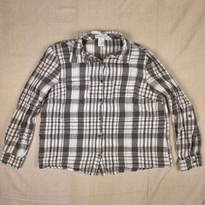 Hasting & Smith Petites Plaid Roll Tab Shirt Women's PL Brown Cotton