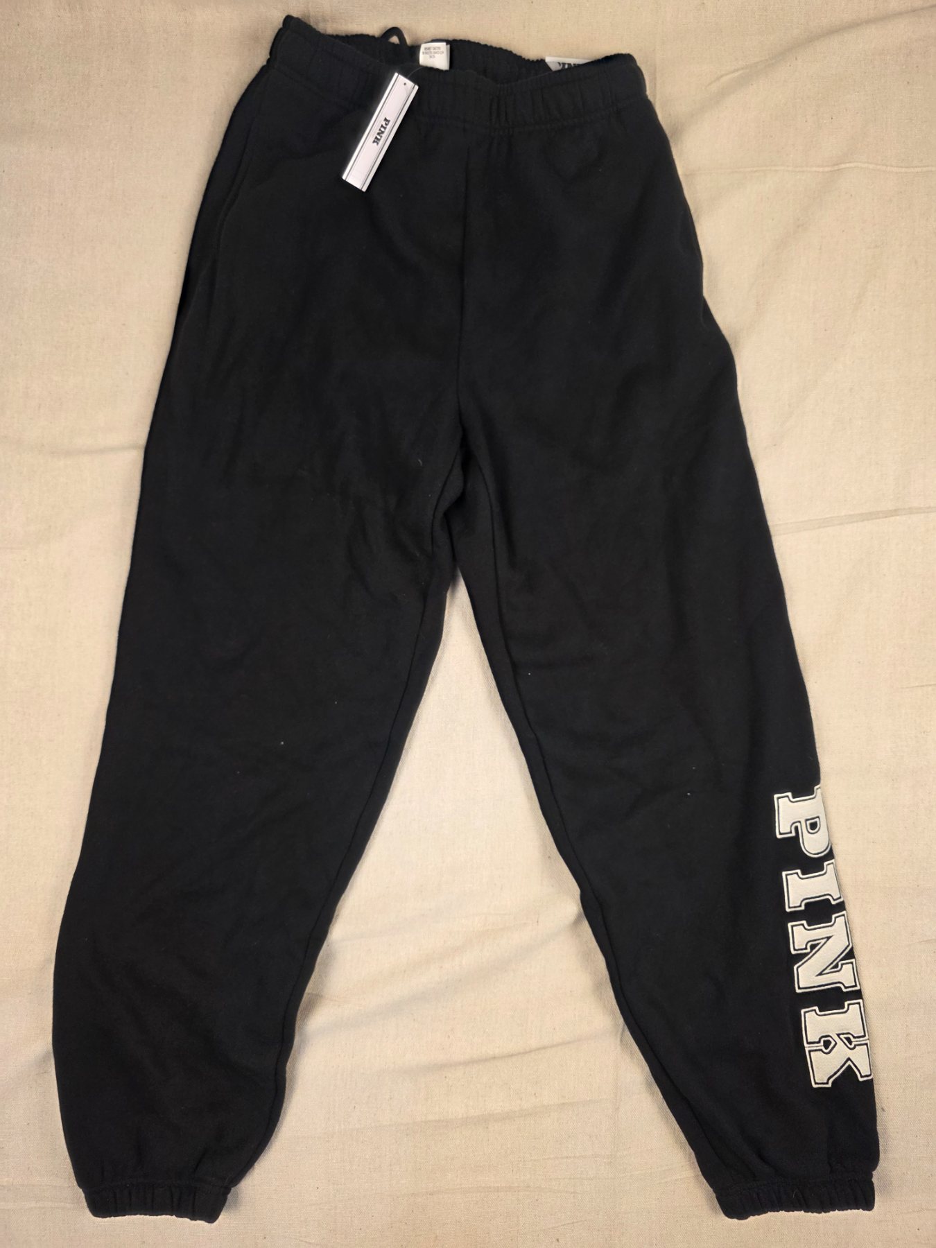 PINK Victoria's Secret Fleece Jogger Sweatpants Women's S Black Logo