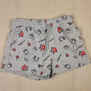 Hybrid Apparel Chucky Lounge Shorts Women's S Gray Horror Graphic