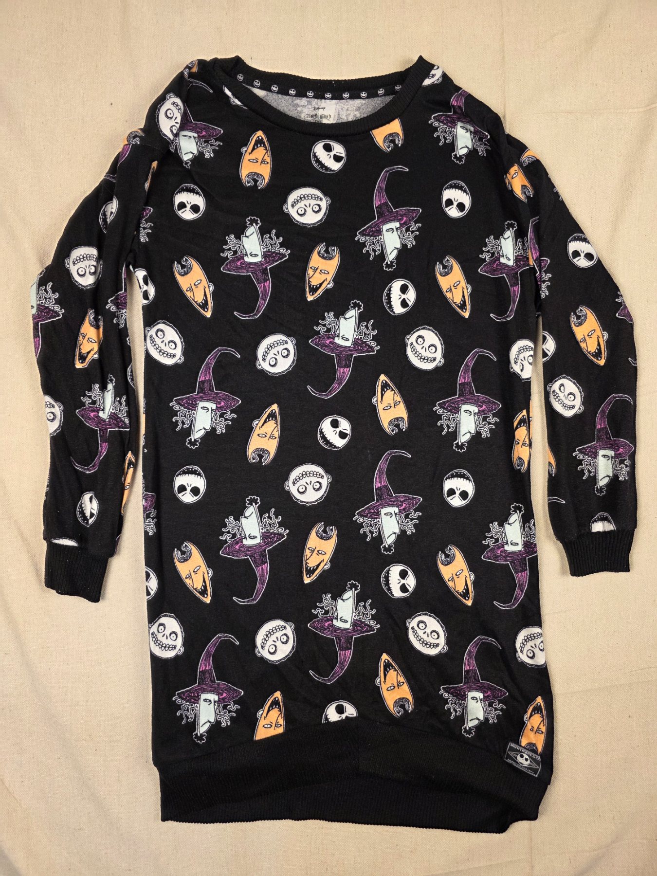 Disney Nightmare Before Christmas Long Sleeve Tunic Sweater Womens XS Black