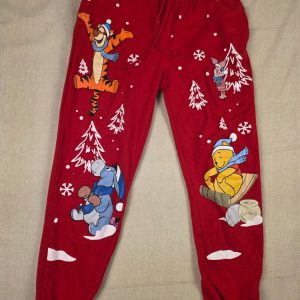 Disney Winnie the Pooh Holiday Jogger Sweatpants Women’s S Red