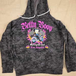 Betty Boop Motorcycle Club Los Angeles Hoodie Women's M Slate Gray Graphic