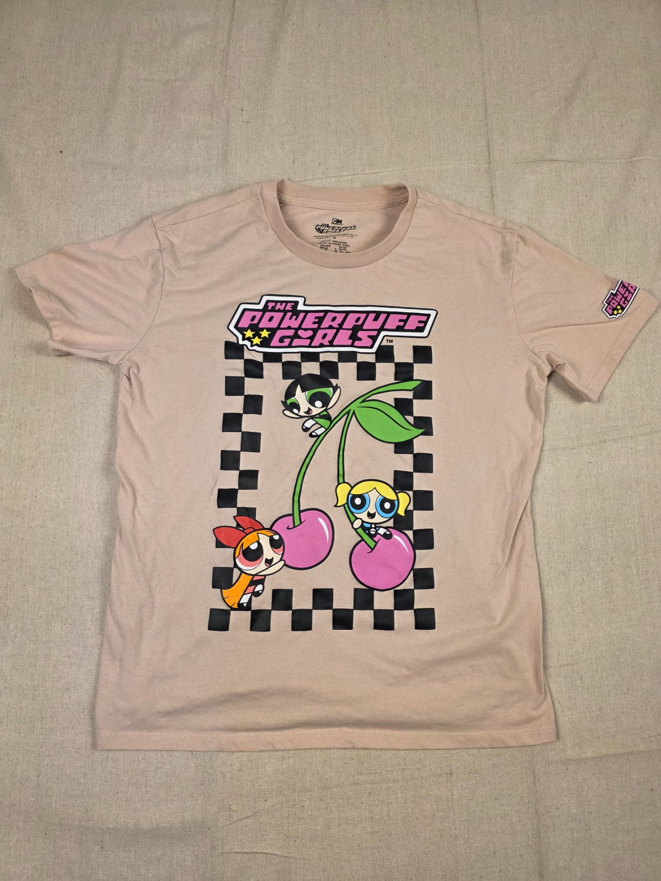 Powerpuff Girls Graphic T-Shirt Women's M Beige Cartoon Network