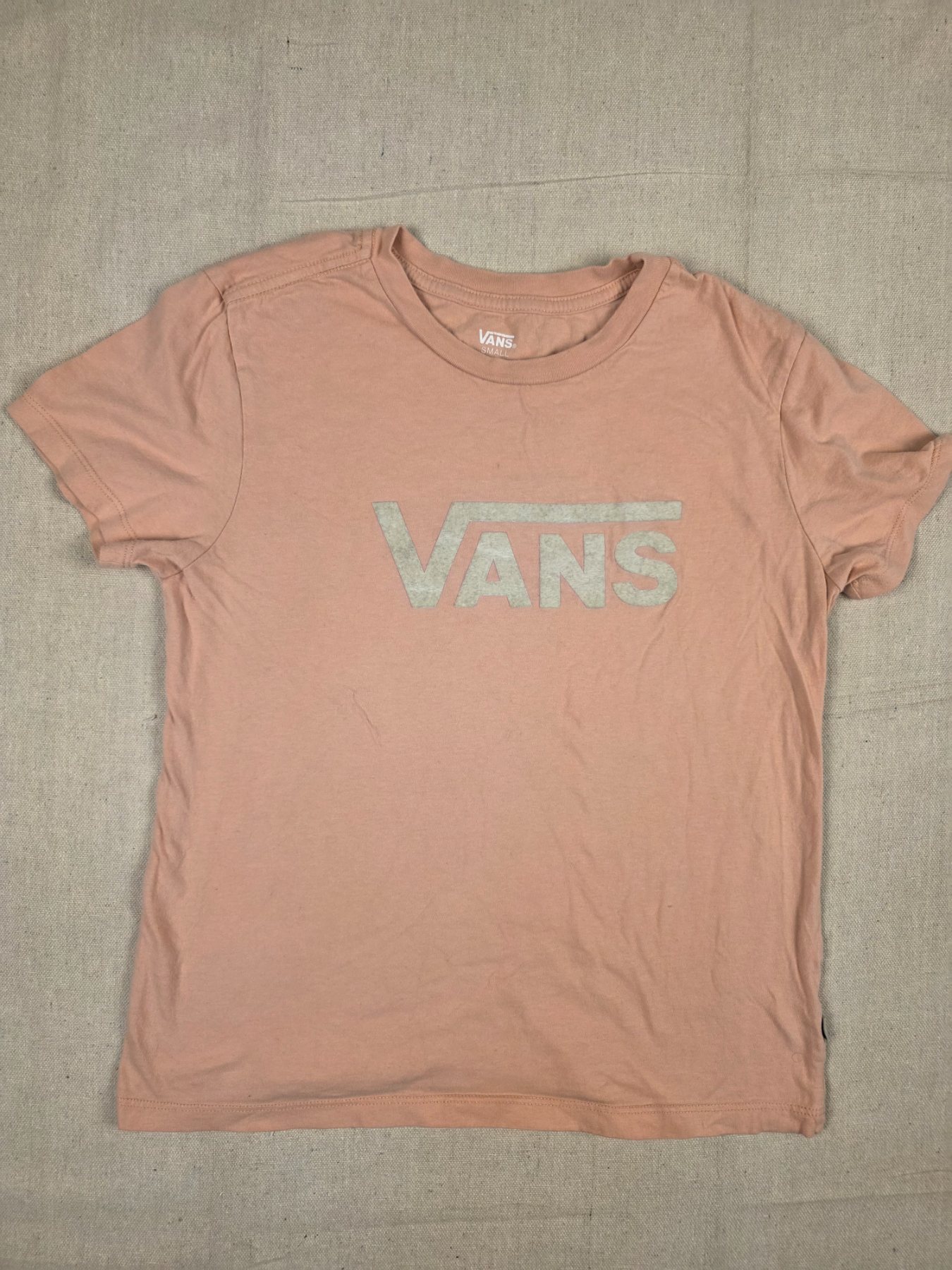 Vans Logo Graphic T-Shirt Women's Small Pink Short Sleeve Crew Neck