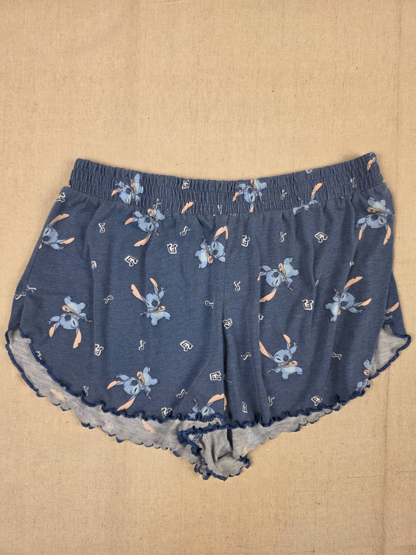 Disney Stitch Pajama Shorts Women's S 4-6 Blue Music Ruffle