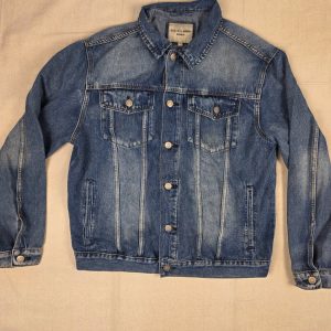 Hudson & Barrow Denim Trucker Jacket Men's Large Blue Distressed Cotton