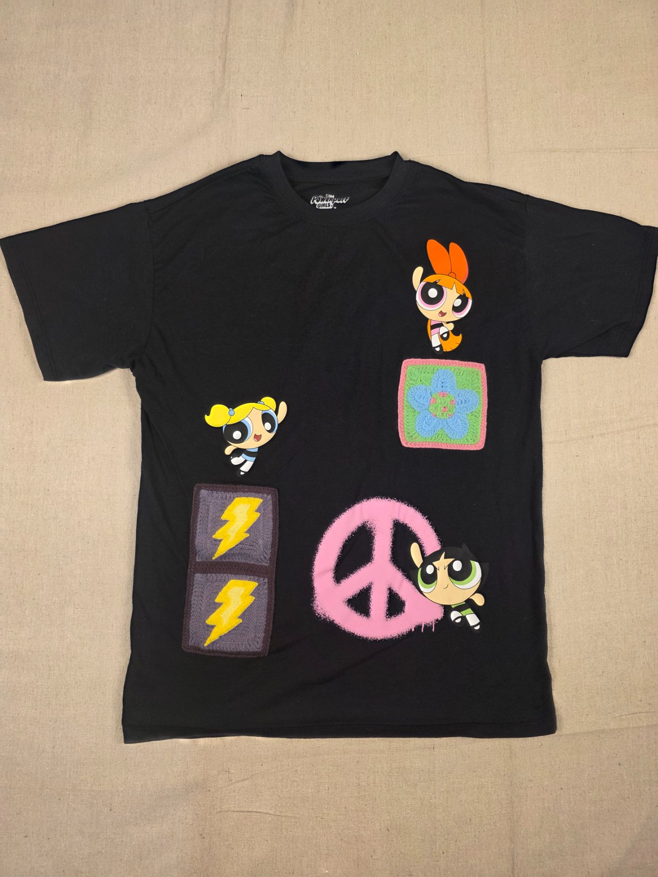 Powerpuff Girls Super Fierce Graphic T-Shirt Juniors XS Black Cartoon Network