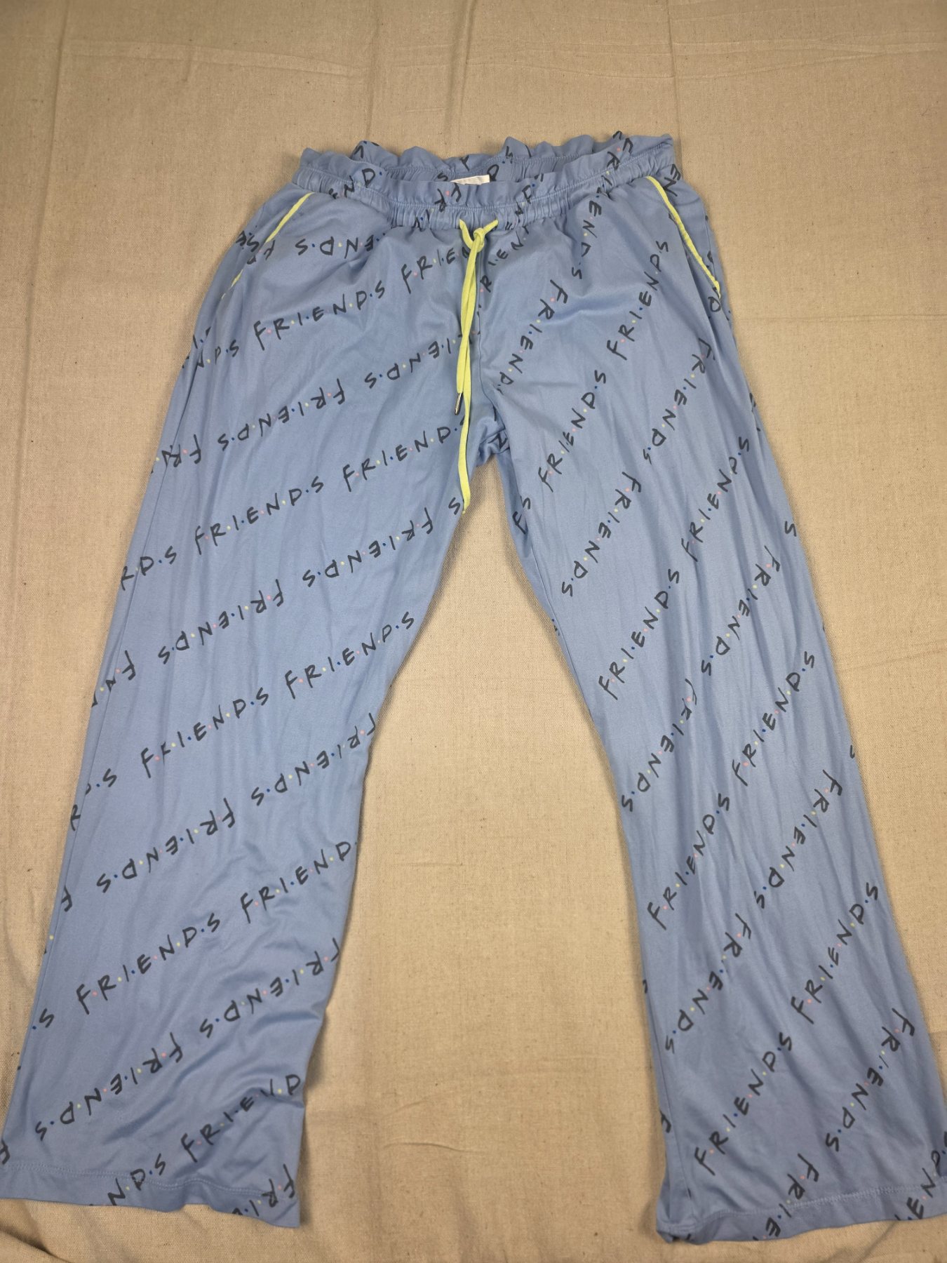 Friends Logo Pajama Lounge Pants Women's Blue Drawstring Pockets