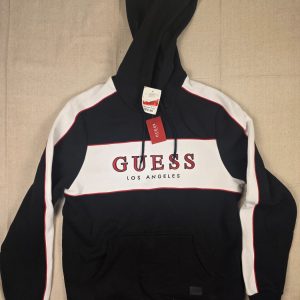 GUESS Los Angeles Colorblock Logo Hoodie Men's M Black White Red
