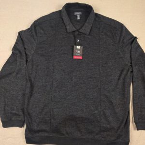 Van Heusen Flex Long Sleeve Polo Shirt Men's XXL Charcoal Gray